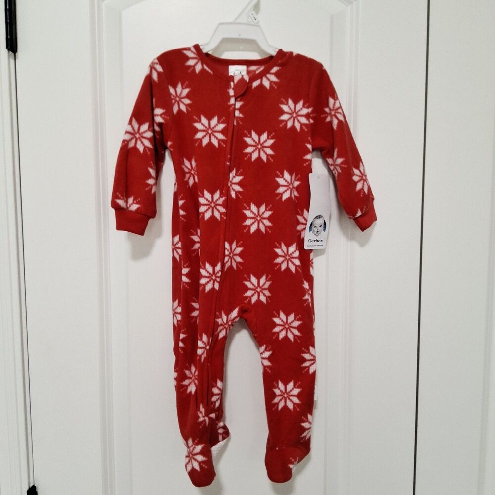 Gerber Infant Sleeper Red Microfleece fabric 6-9 Months New w/ Tags